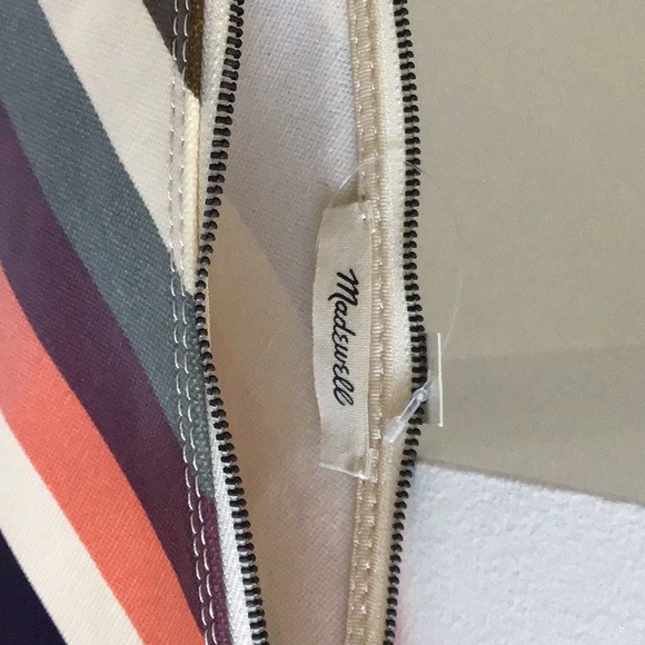 Madewell Stripe Coated Canvas Zip Top Pouch Clutch with Tassel - Picture 8 of 11